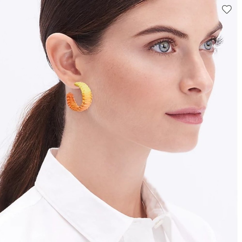NWT J Crew Raffia Wrapped Hoop Earrings - Picture 2 of 2